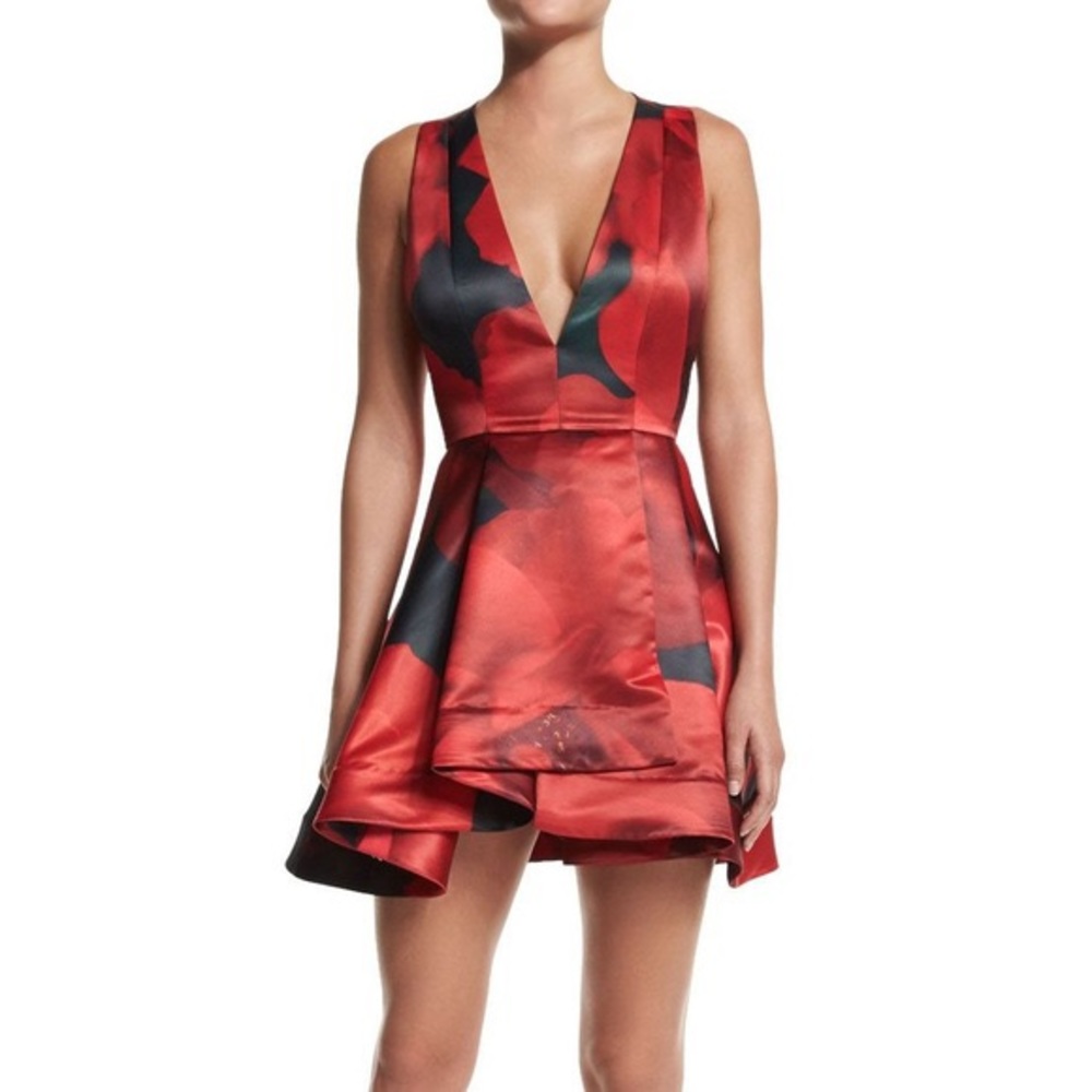 Alice & Olivia Tanner Floral V-Neck Dress sz 8